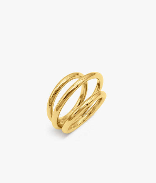 Gold Plated Triple Hoop Ring