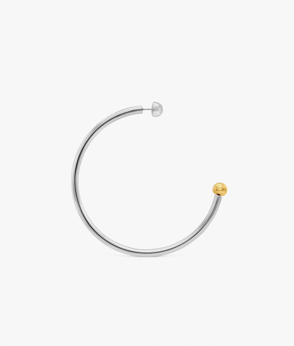 XL Silver Creole with Ball Detachable Earring