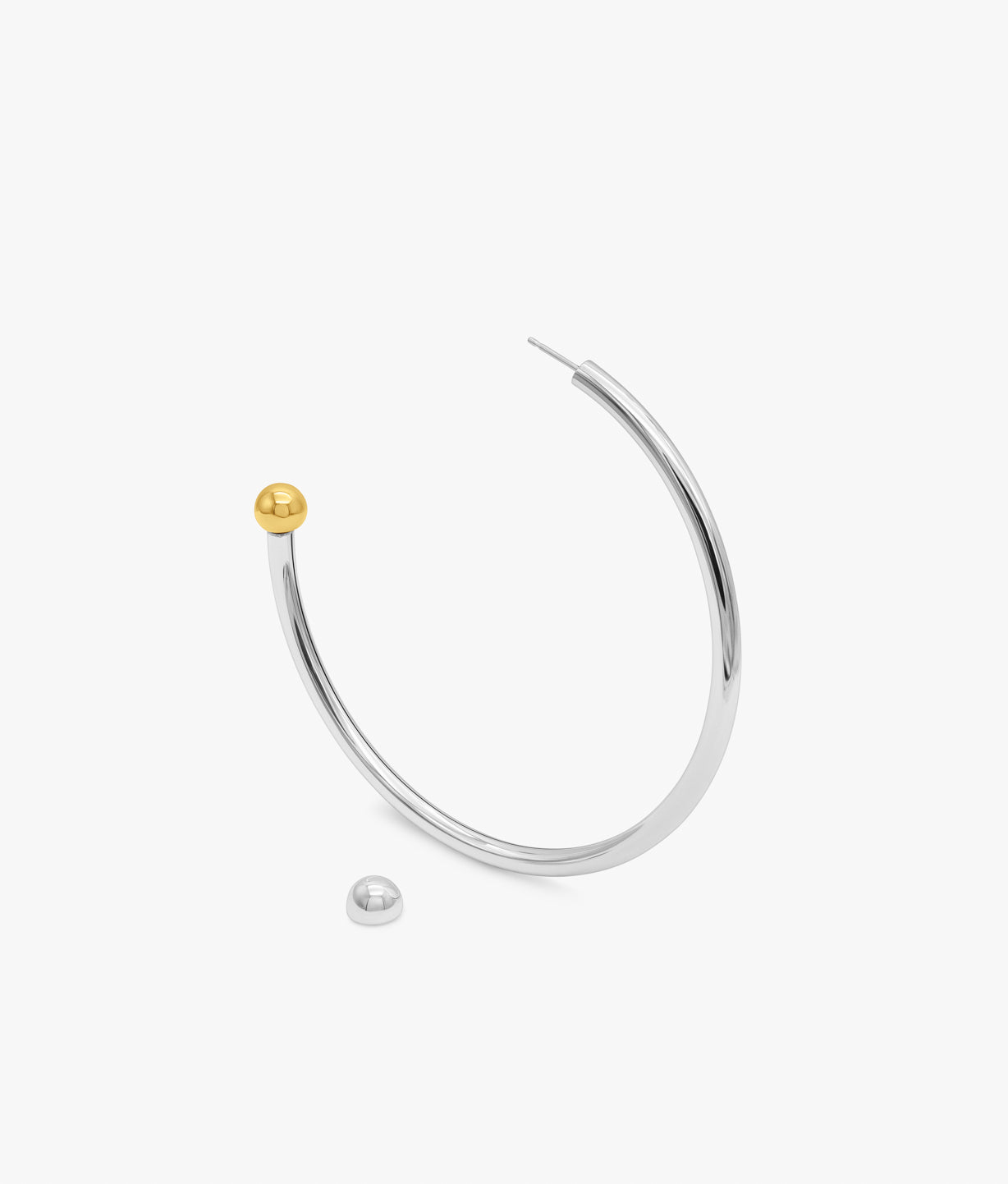 XL Silver Creole with Ball Detachable Earring