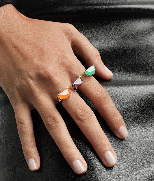 Anillo doble de talla brillante de media talla