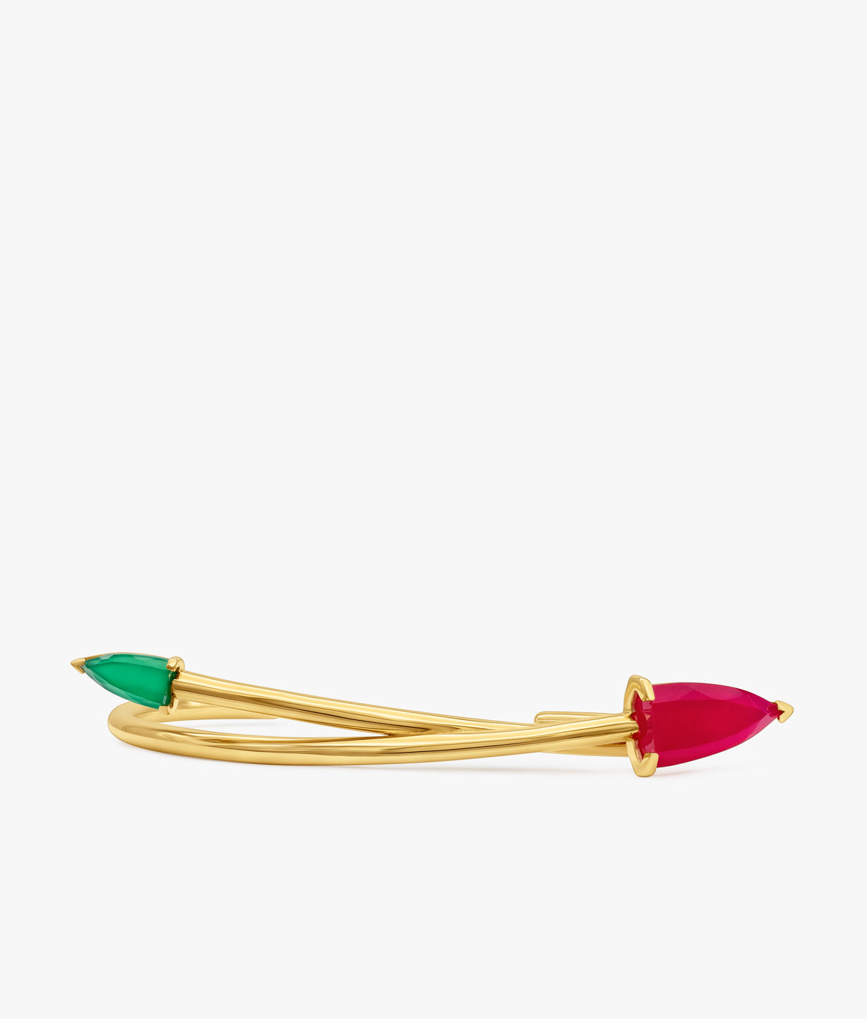 "Half Cut" Asymmetric Bracelet with Multicolor Gemstones