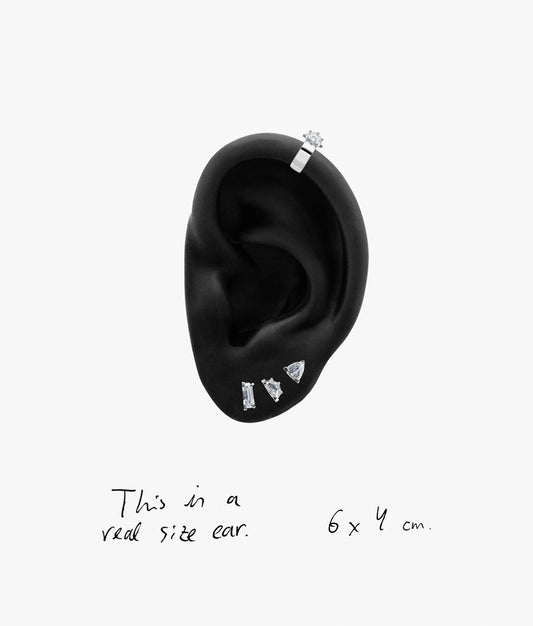 Half Cut Lab Diamonds 14K White Gold Ear Cuff 0.10 ct