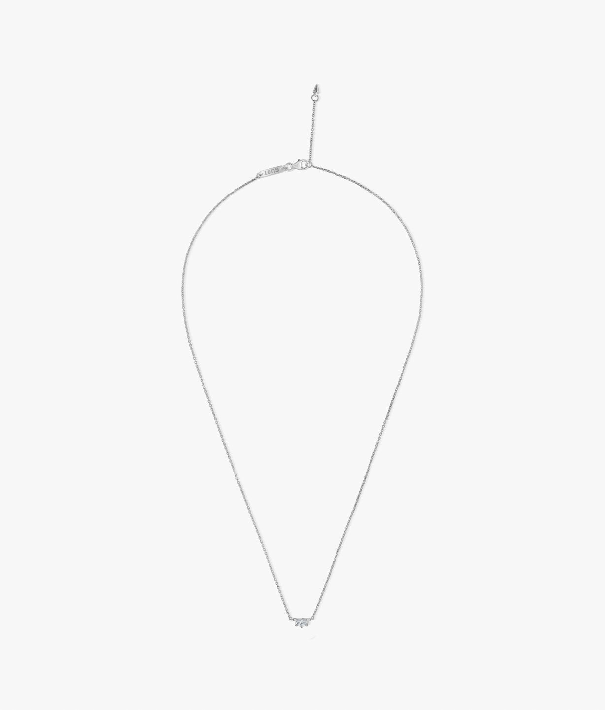 Half Cut Lab Diamonds 14K White Gold Necklace 0.10 ct