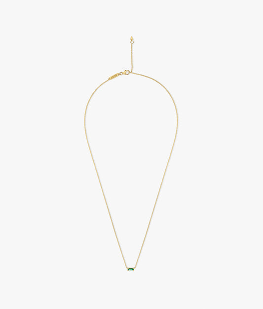 Half Cut Lab Emerald 14K Gold Necklace 0.15 ct