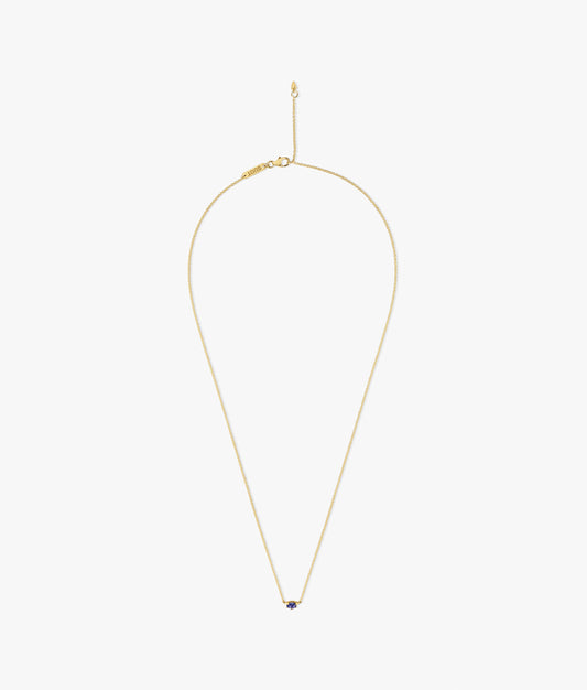 Half Cut Lab Sapphire 14K Gold Necklace 0.15 ct