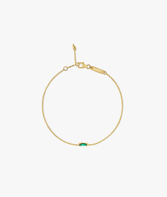 Half Cut Lab Emerald 14K Gold Bracelet 0.15 ct
