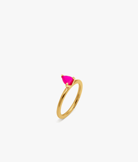 Half Cut Pink Chalcedony 14K Gold Ring 0.35 ct