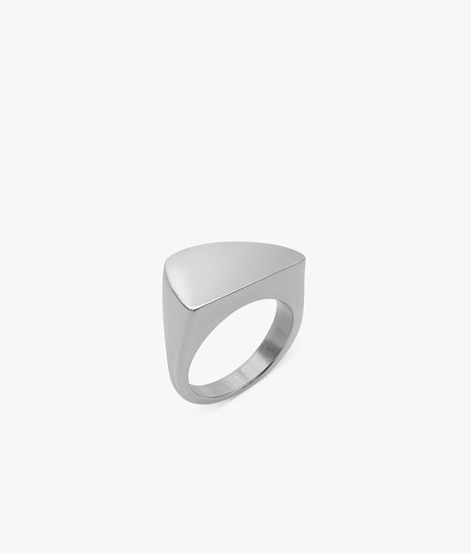 Half Cut Trillon Signet Ring in Silver