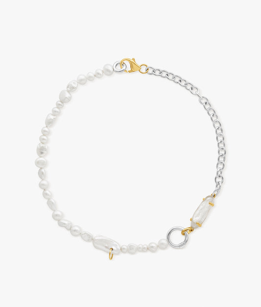 NAKED PEARLS GOLD PLATED SILVER HOLD NECKLACE WITH ENCAPSULATED PEARL