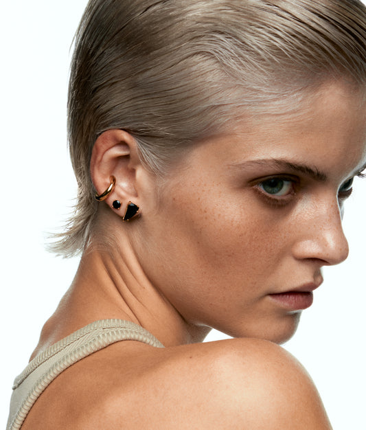 Onix Gold Plated Silver  Earring