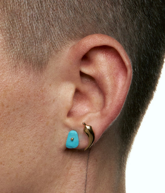 Turquoise Chip Gold Plated Silver  Earring