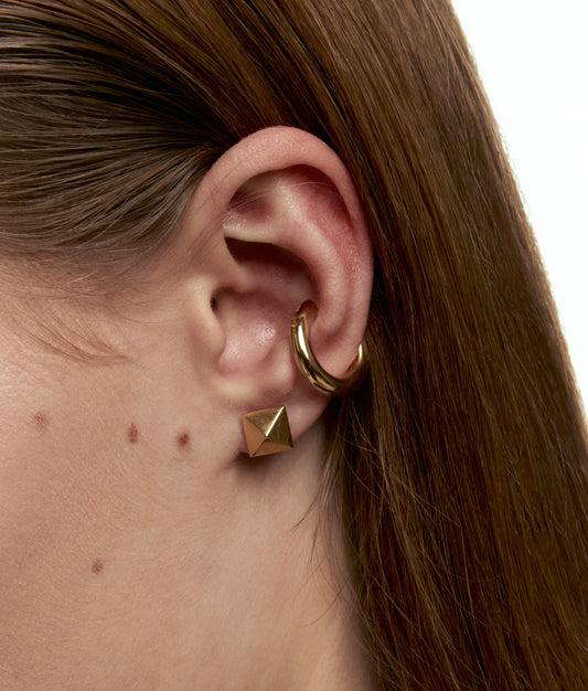 Silver Bicolor Square Stud Earring