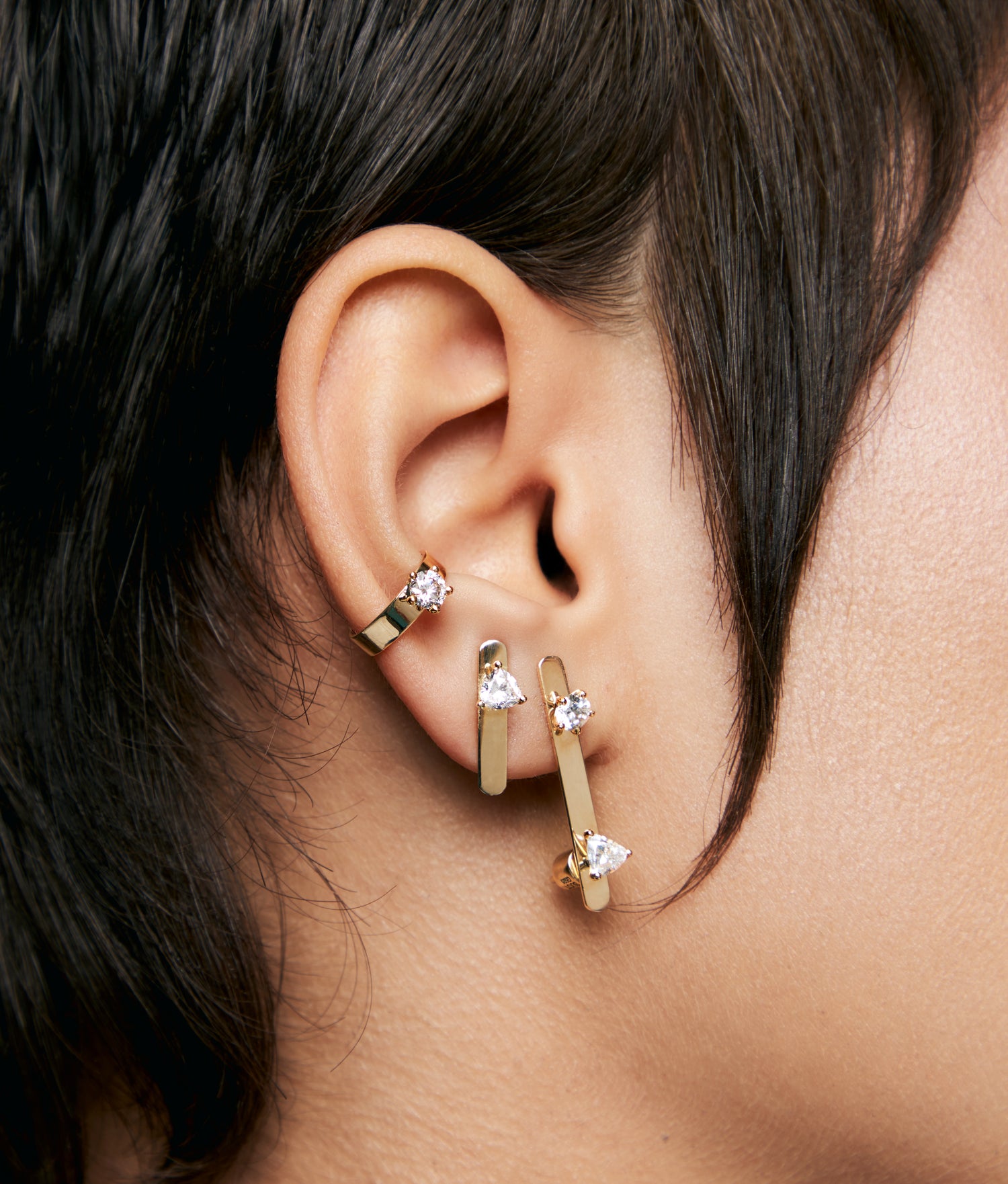 Lab diamond Ear Cuff in 14kt gold - 0,25ct Billiant Cut