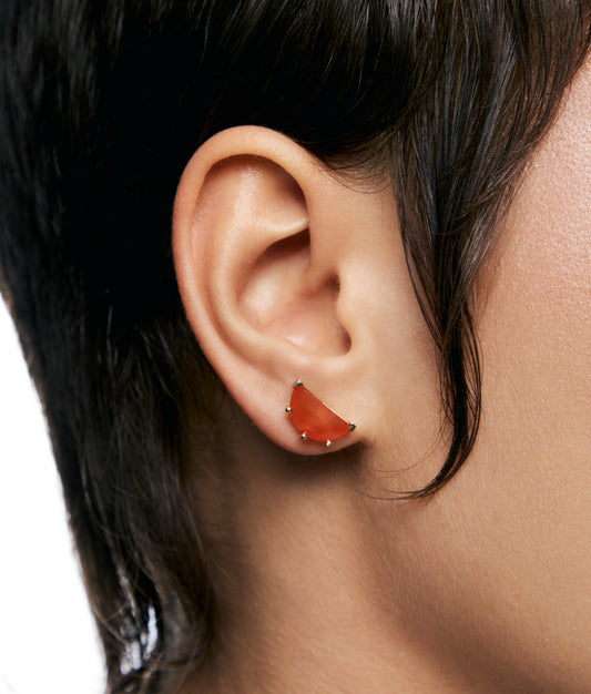 Half Cut Carnelian Earring
