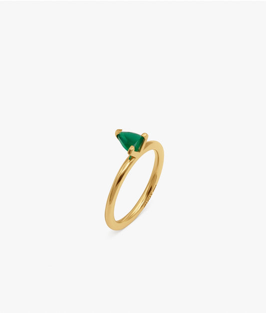 Anillo Mini Calcedonia Verde "Half Cut"