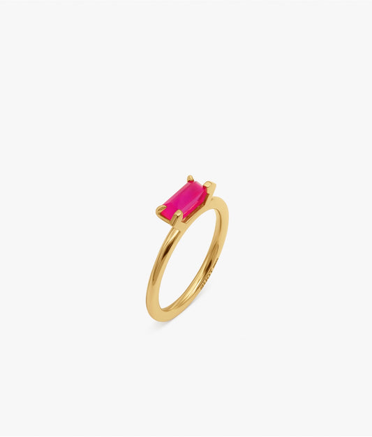 Anillo Mini Calcedonia Rosa "Half Cut"