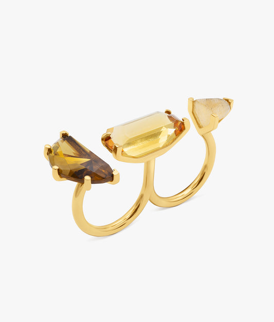 Half Cut Gems Fummé Double Ring