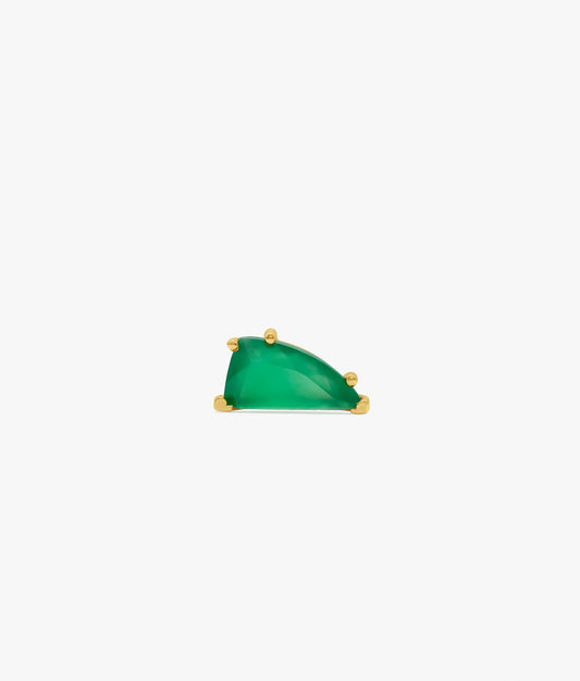 Pendiente de calcedonia verde vibrante Half Cut