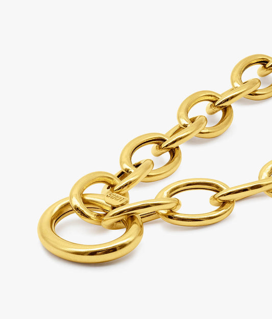 Gold Plated Silver Large-Link Chain Necklace