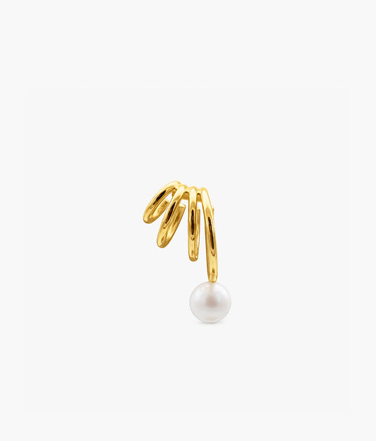 Gold Plated Naked Pearls Triple Hoop Earring