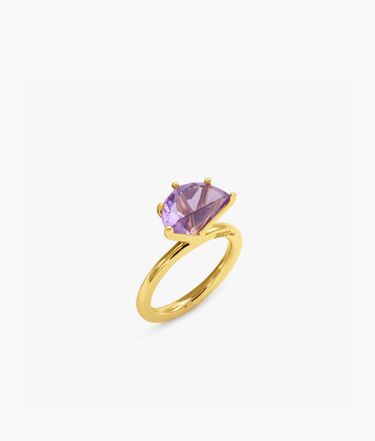 Half Cut Amethyst Ring