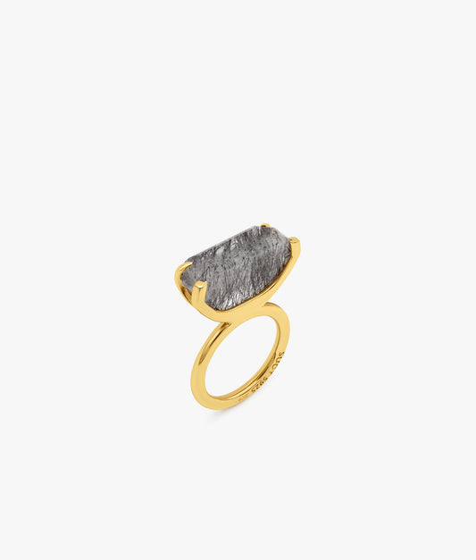 Anillo de cuarzo turmalinado Half Cut