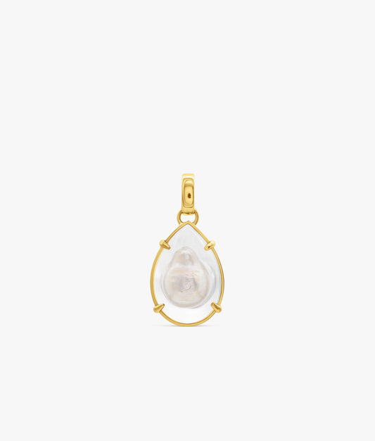 Gold Plated Silver Naked Pearls Encapsulated Charm