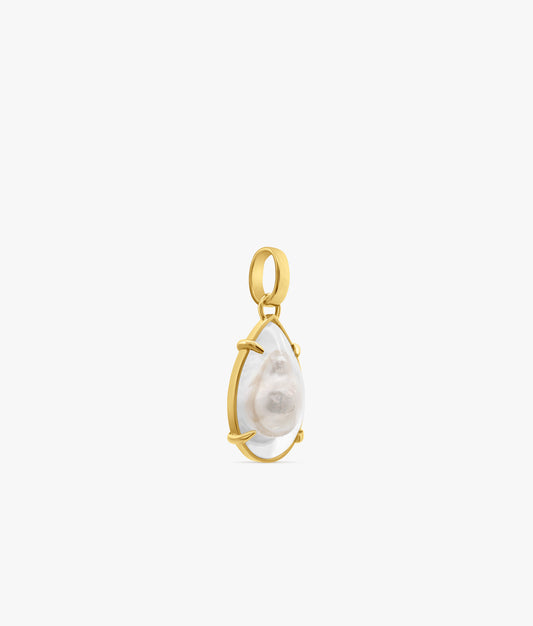 Gold Plated Silver Naked Pearls Encapsulated Charm