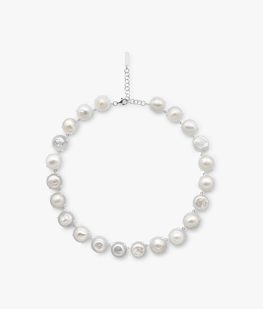 Sterling Silver Naked Pearls Encapsulated Necklace