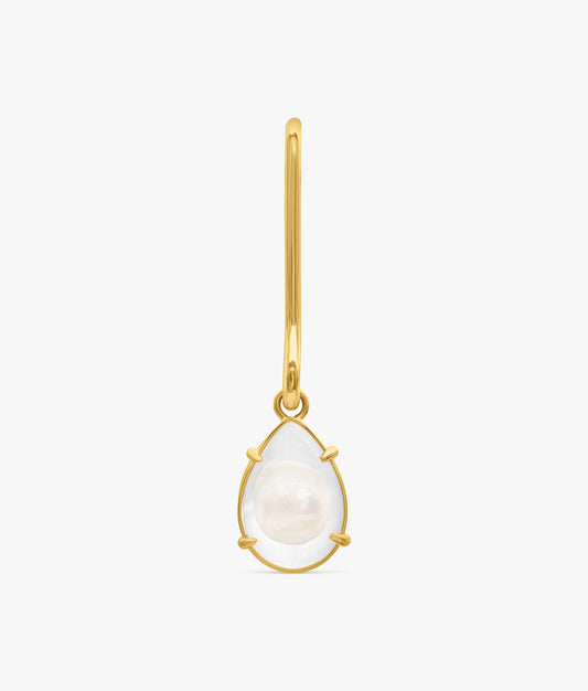 Gold Plated Silver Naked Pearls Encapsulated Long Earring