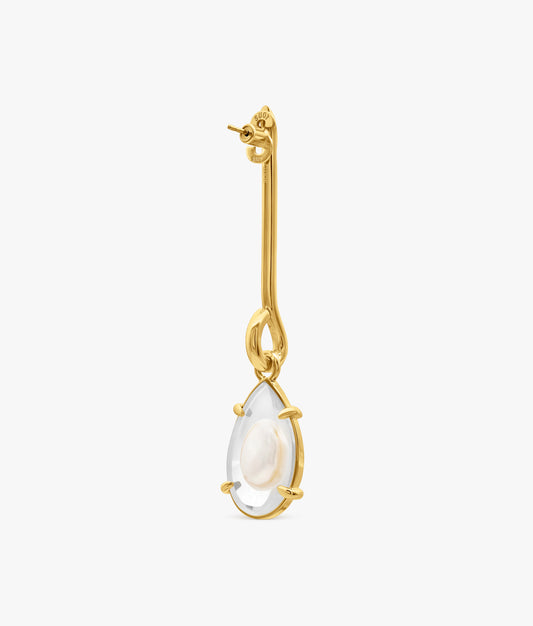 Gold Plated Silver Naked Pearls Encapsulated Long Earring