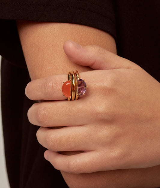 Half Cut Carnelian Ring