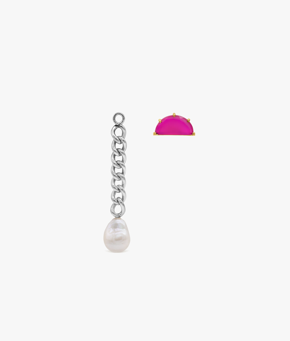Pink Chalcedony with Chain and Pearl Earring