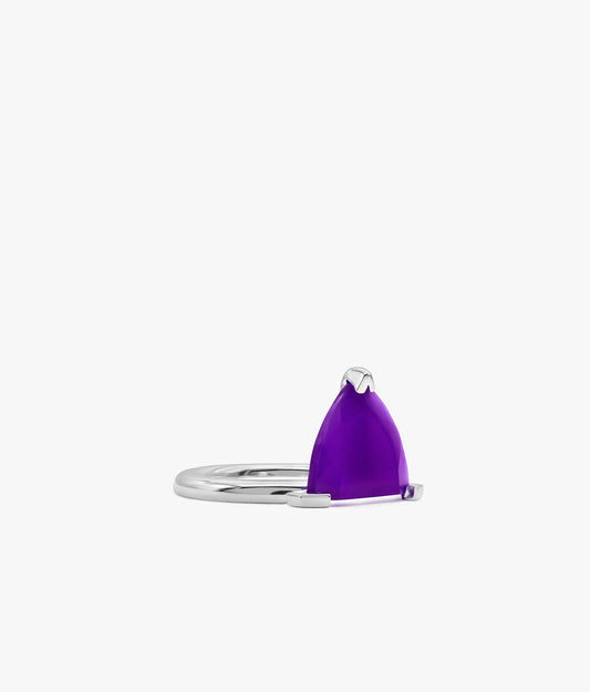 Half Cut Vibrant Violet Chalcedony Ring in Silver