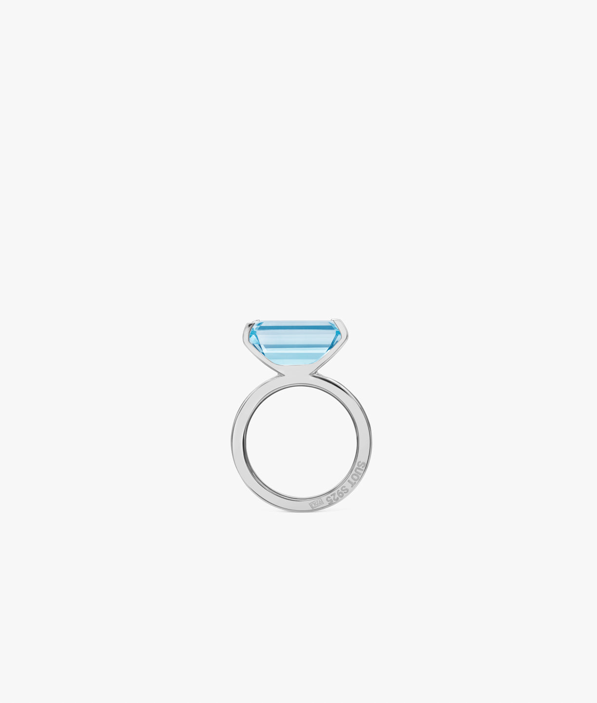 Half Cut Blue Topaz Ring in Silver