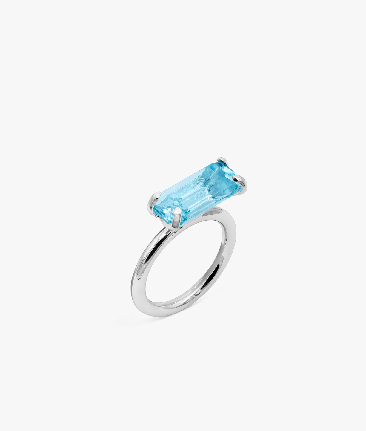 Half Cut Blue Topaz Ring in Silver