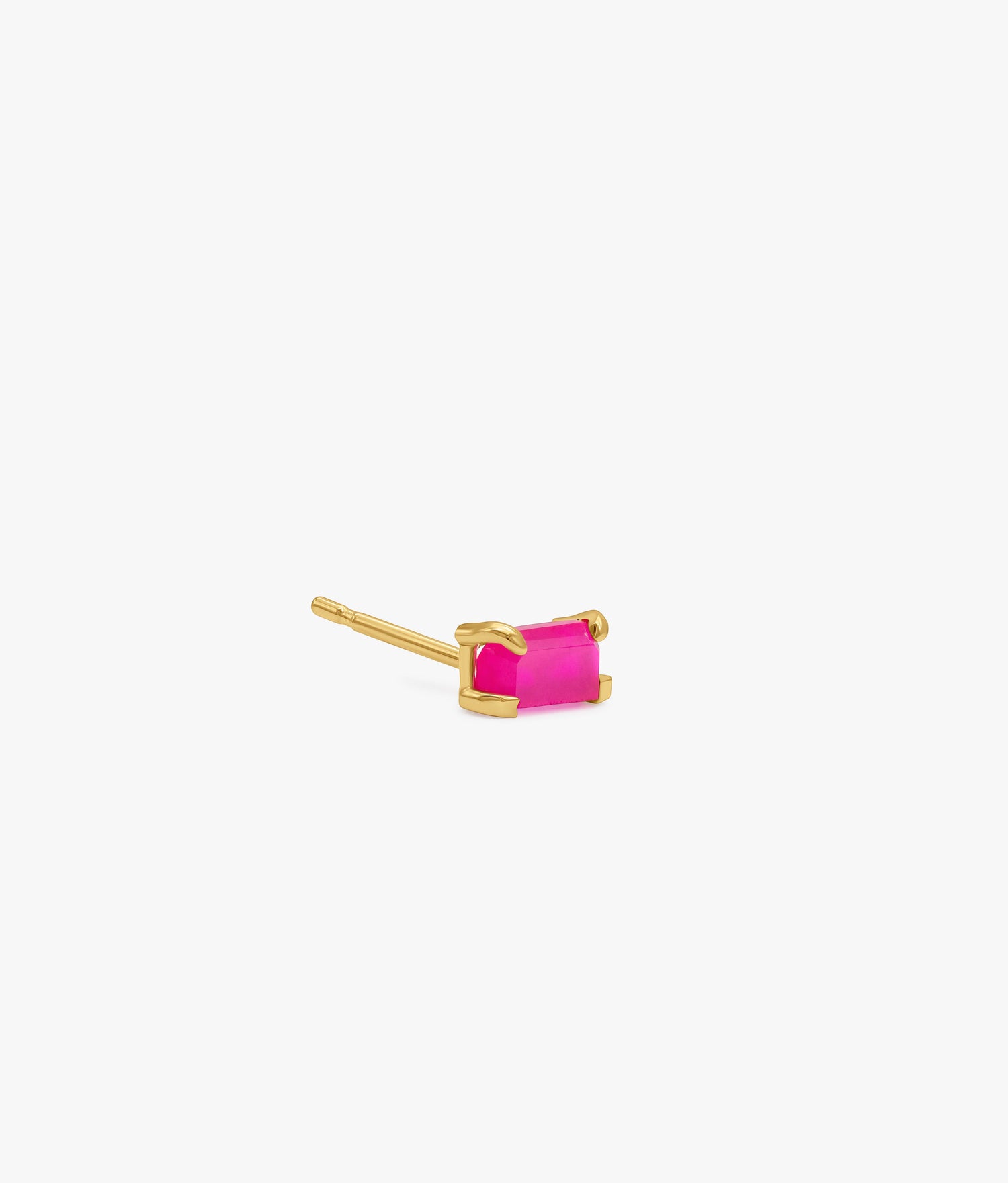 Mini Half Cut Vibrant Mini Pink Chalcedony Earring