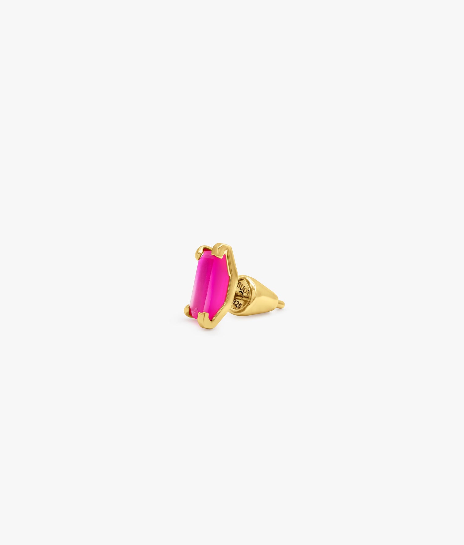 Mini Half Cut Vibrant Mini Pink Chalcedony Earring
