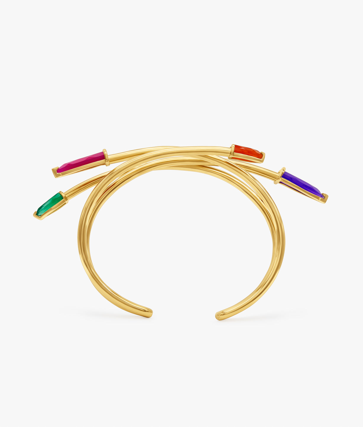 Pulsera  de plata bañada en oro con gemas multicolor  "Half Cut"