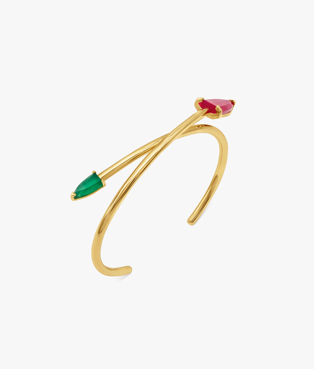 Pulsera asimétrica con gemas multicolor 'Half Cut'