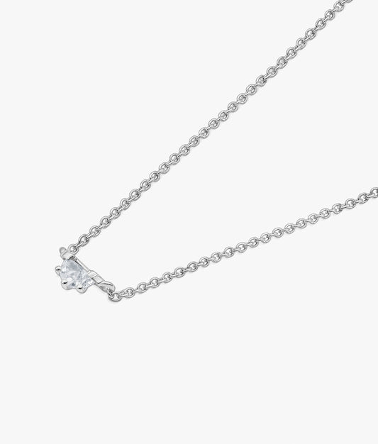 Half Cut Lab Diamonds 14K White Gold Necklace 0.10 ct