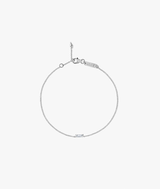 Pulsera de Oro Blanco 14K con Diamante de Laboratorio "Half Cut" de 0.17 ct