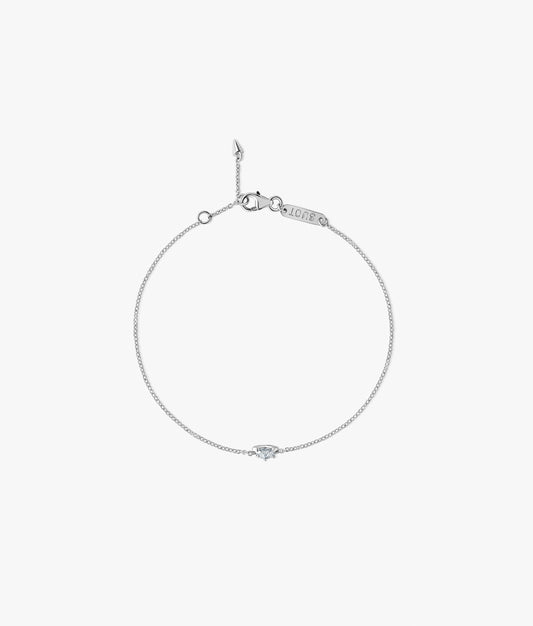 Pulsera de  Oro Blanco de 14K con Diamante de Labaratorio "Half Cut" de 0.10 cts