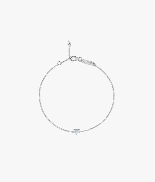 Pulsera de Oro Blanco 14K con Diamante de Laboratorio "Half Cut" de 0.14 ct