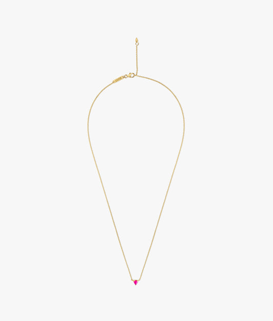 Collar de Oro 14K con Calcedonia Rosa "Half Cut"de 0.15 ct