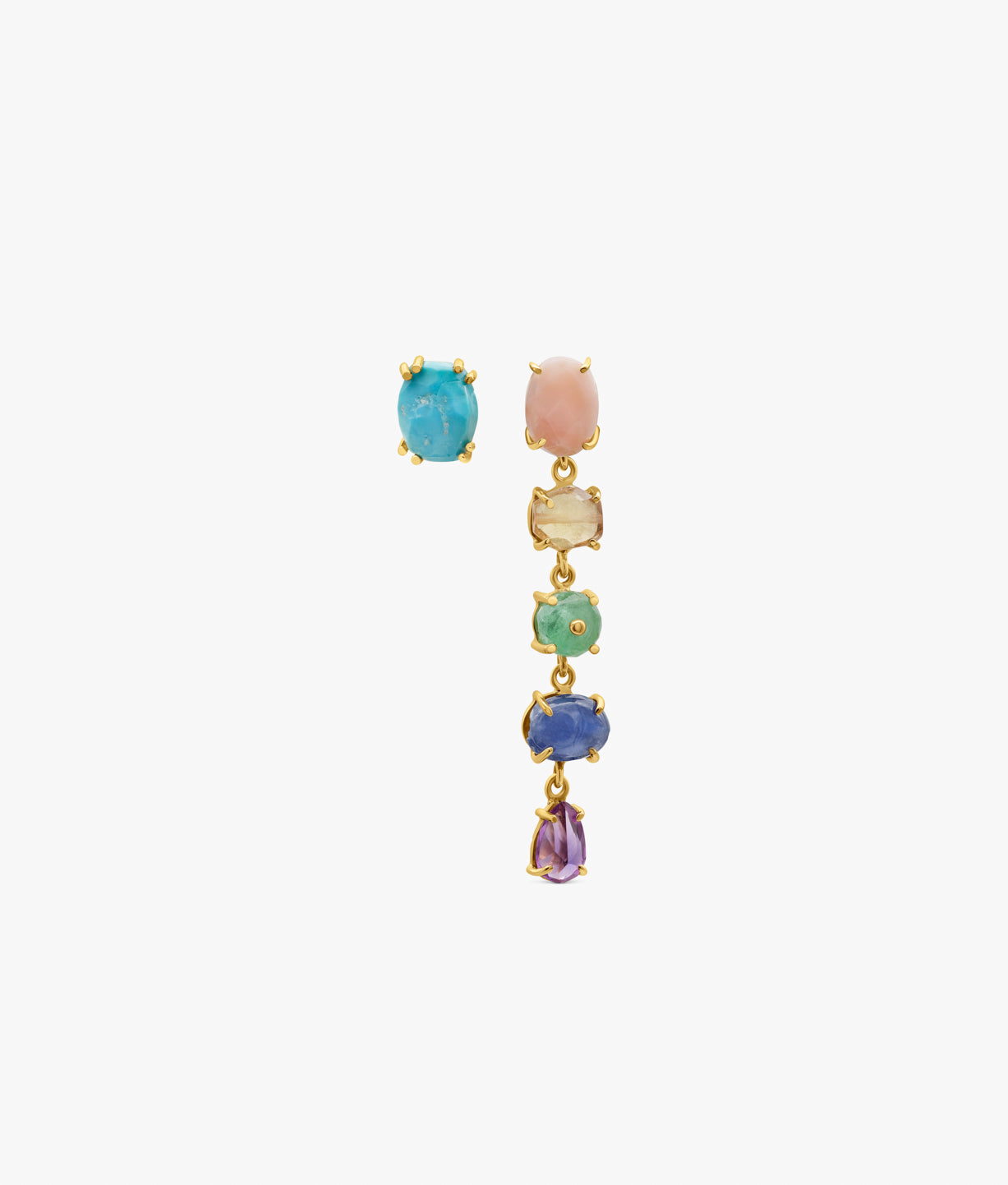 Pendientes Medios Asimétricos Unique Gems con Turquesa