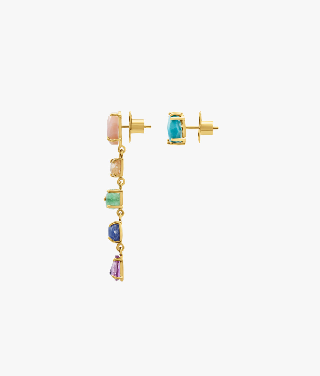 Pendientes Medios Asimétricos Unique Gems con Turquesa