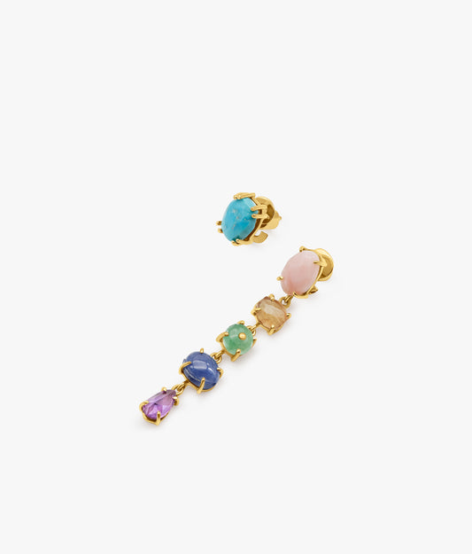 Unique Gems Medium Asymmetric Earrings with Turquoise
