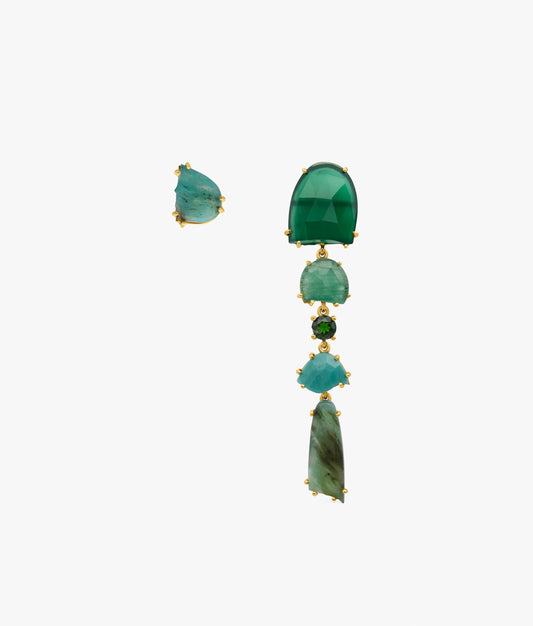 Unique gems  Asymmetric Earrings in Green