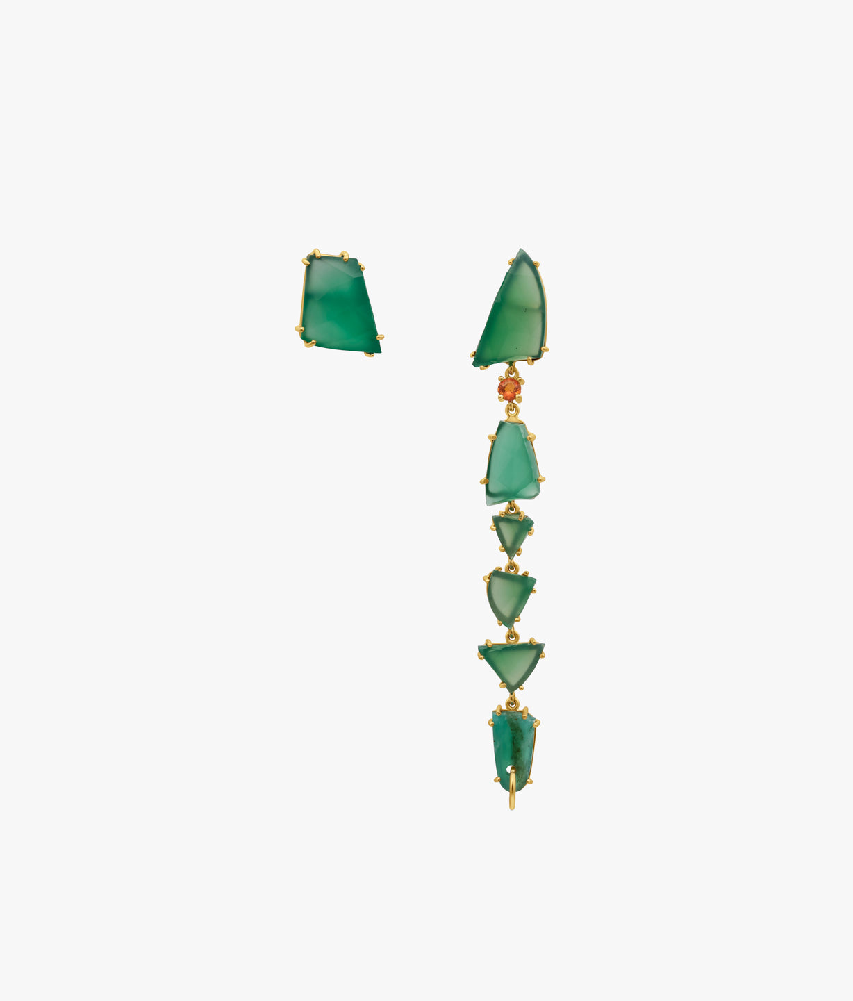 Pendientes Largos Asimétricos Unique Gems con Calceodnias Verdes
